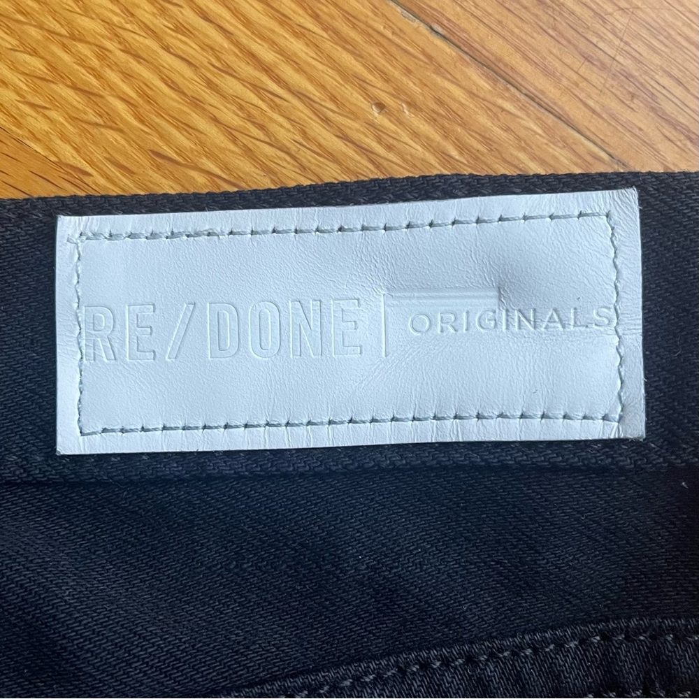 RE/DONE Black High Waisted Ankle Crop Raw Hem Button Fly Jeans Size 27 - Picture 10 of 10